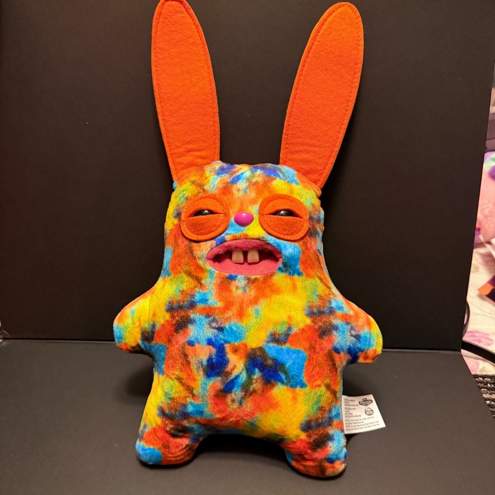 Fuggler‎ Rabid Rabbit Plush Unisex Medium Multicolor NEW Tie Dye Monster Toy